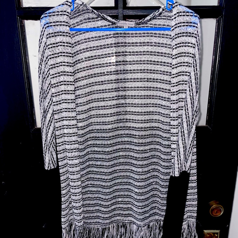 Black/White Striped Cardigan
